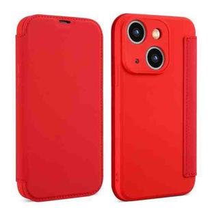 For iPhone 13 Imitate Liquid Skin Feel Leather Phone Case with Card Slots(Red)