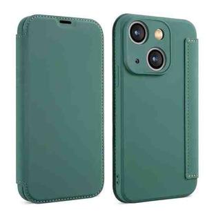 For iPhone 13 Imitate Liquid Skin Feel Leather Phone Case with Card Slots(Green)