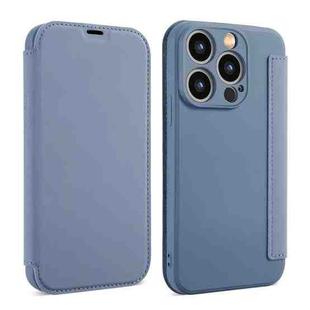 For iPhone 14 Pro Max Imitate Liquid Skin Feel Leather Phone Case with Card Slots(Grey)