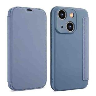 For iPhone 15 Plus Imitate Liquid Skin Feel Leather Phone Case with Card Slots(Grey)