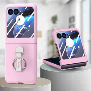 For Motorola  zara 40 Ultra Skin-Sensitive Integrated Ring Phone Case(Pink)