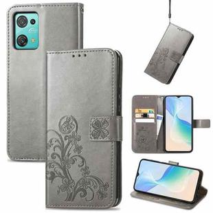 For Blackview Oscal C30 Pro Four-leaf Clasp Embossed Buckle Leather Phone Case(Gray)