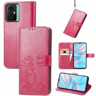 For Blackview Oscal C70 Four-leaf Clasp Embossed Buckle Leather Phone Case(Magenta)