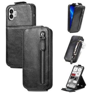 For Nothing Phone 2 Zipper Wallet Vertical Flip Leather Phone Case(Black)