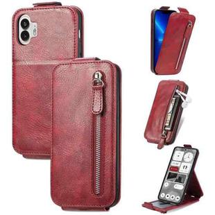 For Nothing Phone 2 Zipper Wallet Vertical Flip Leather Phone Case(Red)