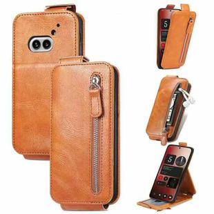 For Nothing Phone 2a Zipper Wallet Vertical Flip Leather Phone Case(Brown)