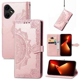 For Tecno Pova Neo 3 Mandala Flower Embossed Leather Phone Case(Rose Gold)