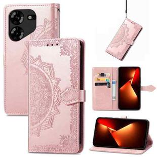 For Tecno Pova 5 4G Mandala Flower Embossed Leather Phone Case(Rose Gold)
