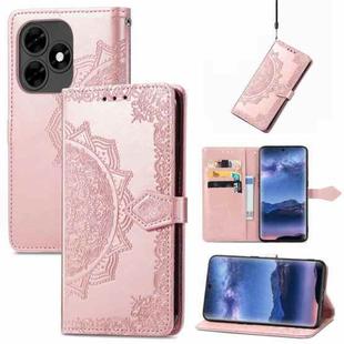 For Tecno Itel S23+ Mandala Flower Embossed Leather Phone Case(Rose Gold)