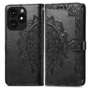For Tecno Itel A70 Mandala Flower Embossed Leather Phone Case(Black)