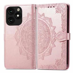 For Tecno Itel A70 Mandala Flower Embossed Leather Phone Case(Rose Gold)