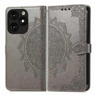 For Tecno Itel A70 Mandala Flower Embossed Leather Phone Case(Gray)