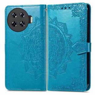 For Tecno Spark 20 Pro+ Mandala Flower Embossed Leather Phone Case(Blue)