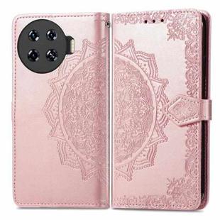 For Tecno Spark 20 Pro+ Mandala Flower Embossed Leather Phone Case(Rose Gold)
