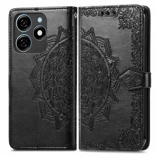 For Tecno Spark  20 4G Mandala Flower Embossed Leather Phone Case(Black)