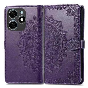 For Tecno Spark  20 4G Mandala Flower Embossed Leather Phone Case(Purple)