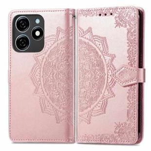 For Tecno Spark 20C Mandala Flower Embossed Leather Phone Case(Rose Gold)