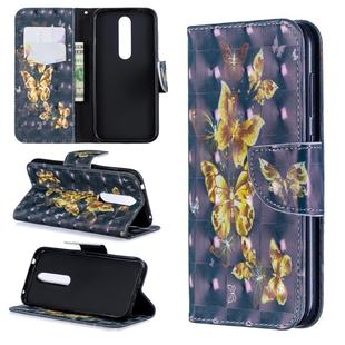 3D Colored Drawing Pattern Horizontal Flip Leather Case for Nokia 4.2, with Holder & Card Slots & Wallet(Black Background Butterfly)
