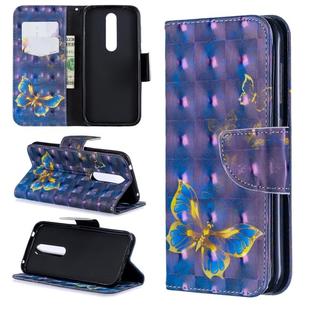 3D Colored Drawing Pattern Horizontal Flip Leather Case for Nokia 4.2, with Holder & Card Slots & Wallet(Purple Butterfly)
