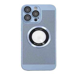 For iPhone 14 Pro Cooling MagSafe Magnifier Phone Case(Blue)