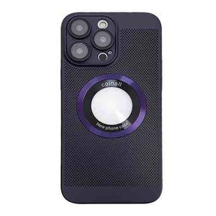 For iPhone 14 Pro Cooling MagSafe Magnifier Phone Case(Purple)
