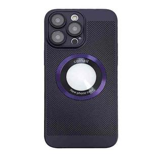 For iPhone 14 Pro Max Cooling MagSafe Magnifier Phone Case(Purple)