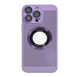For iPhone 12 Pro Cooling MagSafe Magnifier Phone Case(Purple Taro)