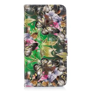 3D Colored Drawing Pattern Horizontal Flip Leather Case for Nokia 7.1, with Holder & Card Slots & Wallet(Green Butterfly)