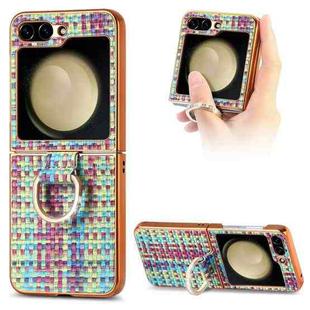 For Samsung Galaxy Z Flip5 5G Fantasy Weave Plating Diamond Ring Phone Case(Purple)