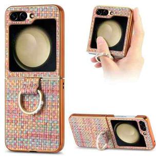 For Samsung Galaxy Z Flip5 5G Fantasy Weave Plating Diamond Ring Phone Case(Pink)