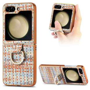 For Samsung Galaxy Z Flip5 5G Fantasy Weave Plating Diamond Ring Phone Case(Bule)