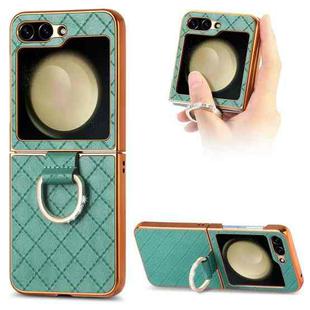 For Samsung Galaxy Z Flip5 5G Rhombus Plated Diamond Ring Phone Case(Green)