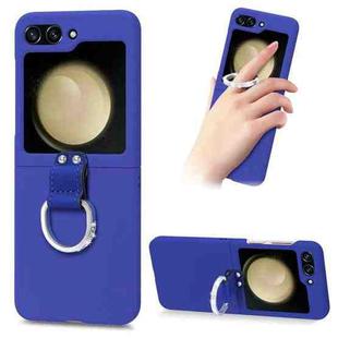 For Samsung Galaxy Z Flip5 5G Skin-feel Diamond Ring Shockproof Phone Case(Dark  Blue)