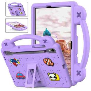 For Samsung Galaxy Tab S9 X710/X716B Handle Kickstand Children EVA Shockproof Tablet Case(Light Purple)