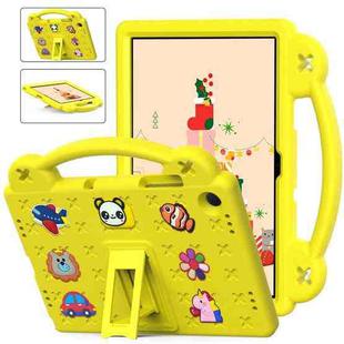 For Samsung Galaxy Tab A9+ X216B Handle Kickstand Children EVA Shockproof Tablet Case(Yellow)