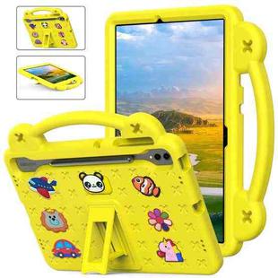 For Samsung Galaxy Tab S9 FE+ 12.4 X610N Handle Kickstand Children EVA Shockproof Tablet Case(Yellow)