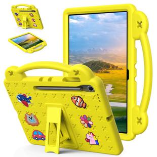 For Samsung Galaxy Tab S10 FE+ Handle Kickstand Children EVA Shockproof Tablet Case(Yellow)