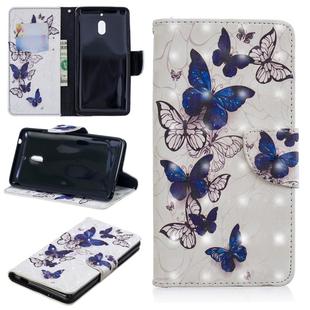 3D Colored Drawing Pattern Horizontal Flip Leather Case for Nokia 2.1, with Holder & Card Slots & Wallet(Butterflies)