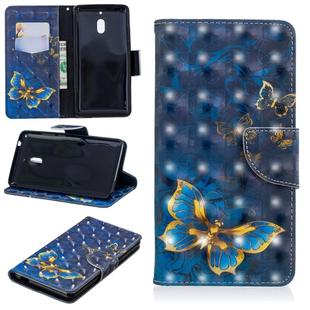 3D Colored Drawing Pattern Horizontal Flip Leather Case for Nokia 2.1, with Holder & Card Slots & Wallet(Butterfly)