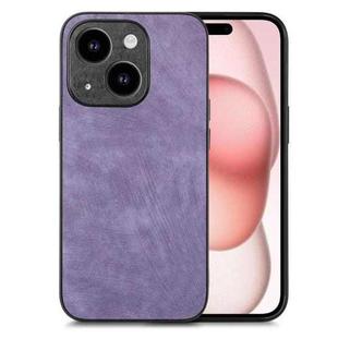 For iPhone 15 Vintage Leather PC Back Cover Phone Case(Purple)