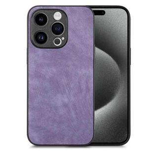 For iPhone 15 Pro Vintage Leather PC Back Cover Phone Case(Purple)