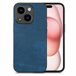 For iPhone 15 Plus Vintage Leather PC Back Cover Phone Case(Blue)