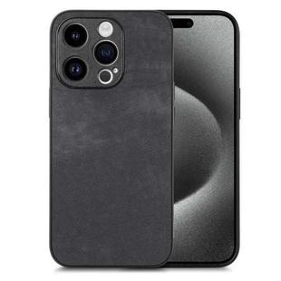 For iPhone 15 Pro Max Vintage Leather PC Back Cover Phone Case(Black)