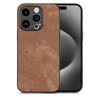 For iPhone 15 Pro Max Vintage Leather PC Back Cover Phone Case(Brown)