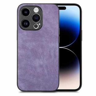 For iPhone 14 Pro Vintage Leather PC Back Cover Phone Case(Purple)