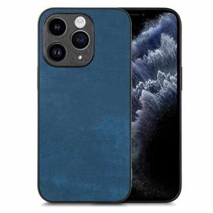 For iPhone 11 Pro Max Vintage Leather PC Back Cover Phone Case(Blue)