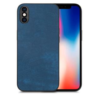 For iPhone X / XS Vintage Leather PC Back Cover Phone Case(Blue)