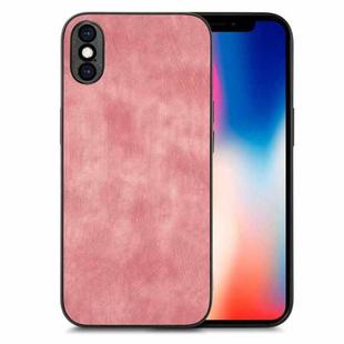For iPhone X / XS Vintage Leather PC Back Cover Phone Case(Pink)