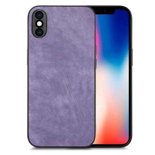 For iPhone X / XS Vintage Leather PC Back Cover Phone Case(Purple)