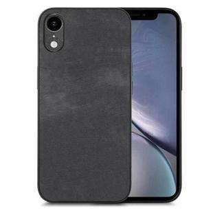 For iPhone XR Vintage Leather PC Back Cover Phone Case(Black)